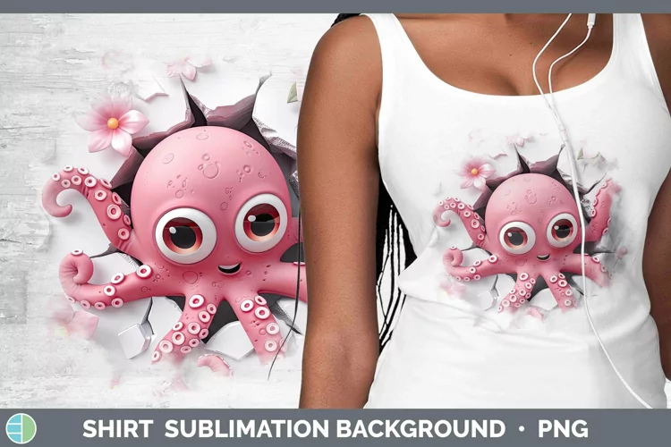 3D Hole in the Wall Octopus Shirt Sublimation Sublimation Ba