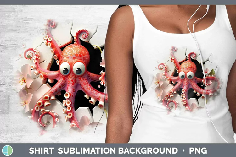 3D Hole in the Wall Octopus Shirt Sublimation Sublimation Ba