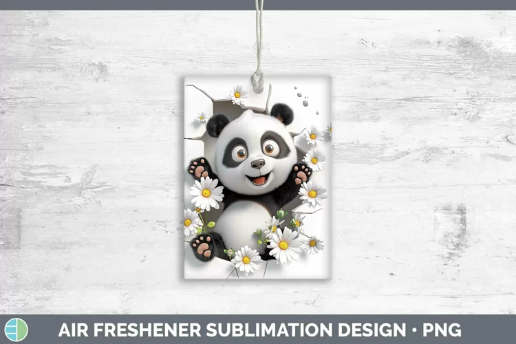 3D Hole in the Wall Panda Air Freshener | Sublimation Car Fr