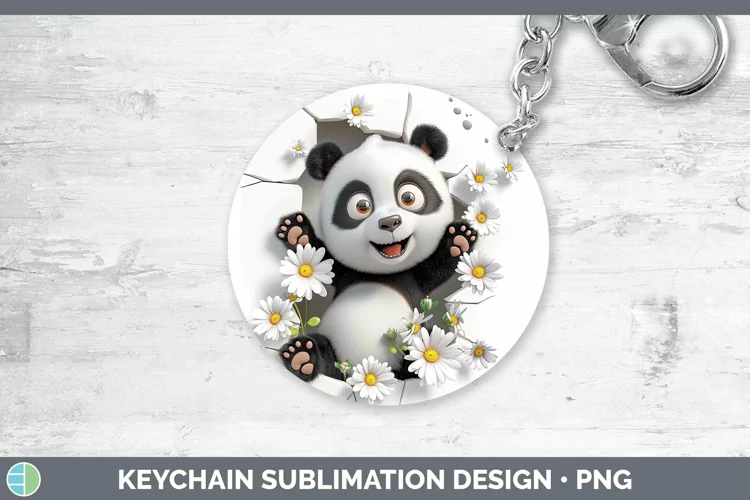 3D Hole in the Wall Panda Keychain | Sublimation Keyring Des