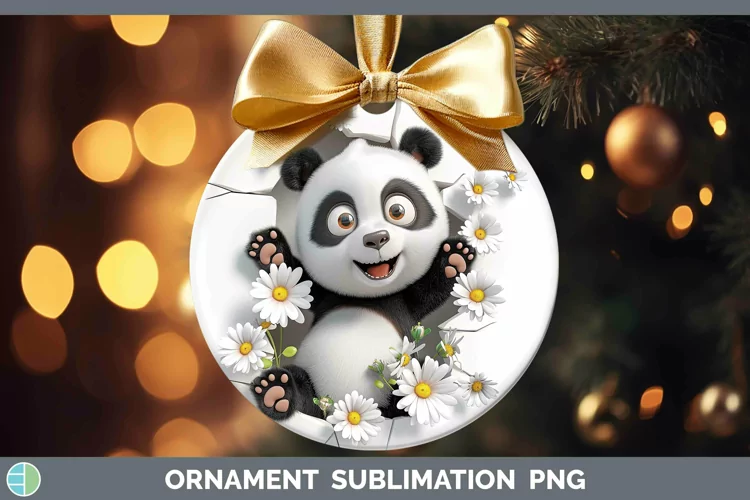 3D Hole in the Wall Panda Ornament | Sublimation Bauble Desi