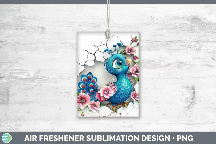3D Hole in the Wall Peacock Air Freshener Sublimation Car Fr