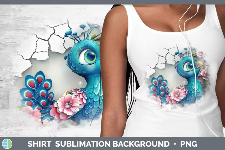 3D Hole in the Wall Peacock Shirt Sublimation Sublimation Ba