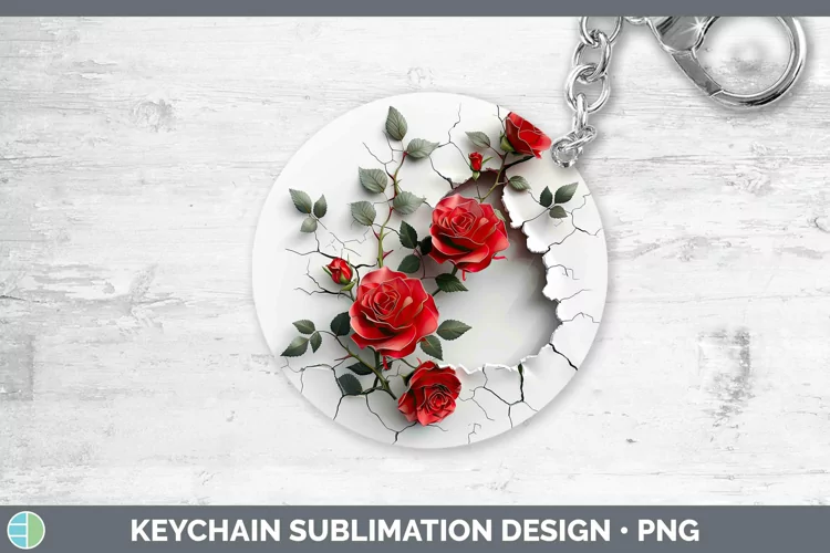 3D Hole in the Wall Rose Keychain | Sublimation Keyring Desi