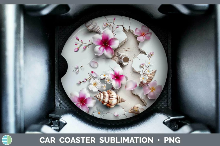 3D Hole in the Wall Seashell Car Coaster | Sublimation Coast