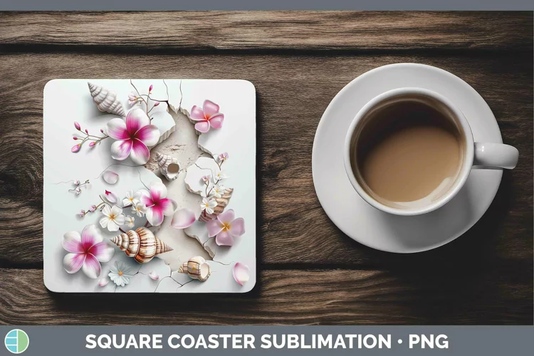 3D Hole in the Wall Seashell Square Coaster | Sublimation Co