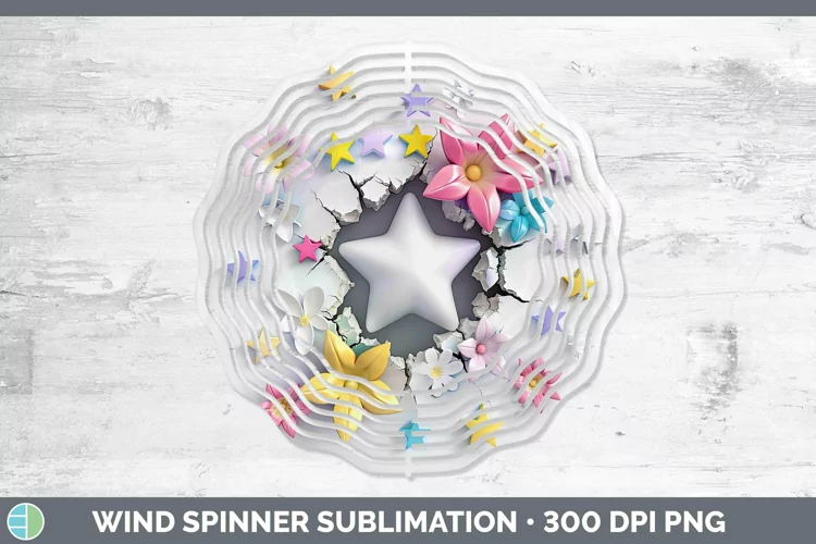 3D Hole in the Wall Stars Wind Spinner Sublimation Spinner D