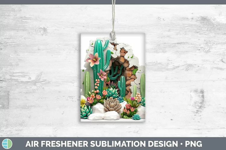 3D Hole in the Wall Succulents Air Freshener Sublimation Car