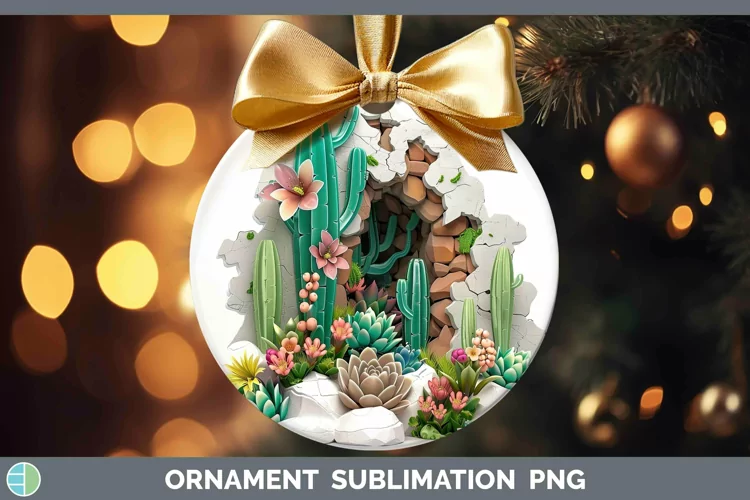 3D Hole in the Wall Succulents Ornament Sublimation Bauble D