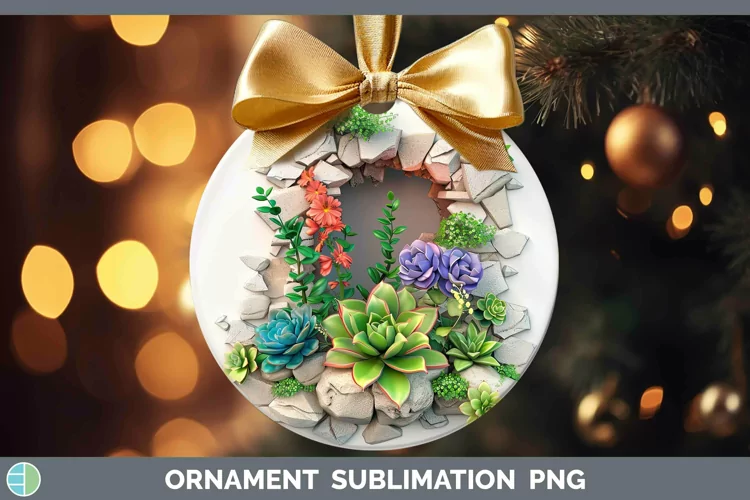 3D Hole in the Wall Succulents Ornament Sublimation Bauble D