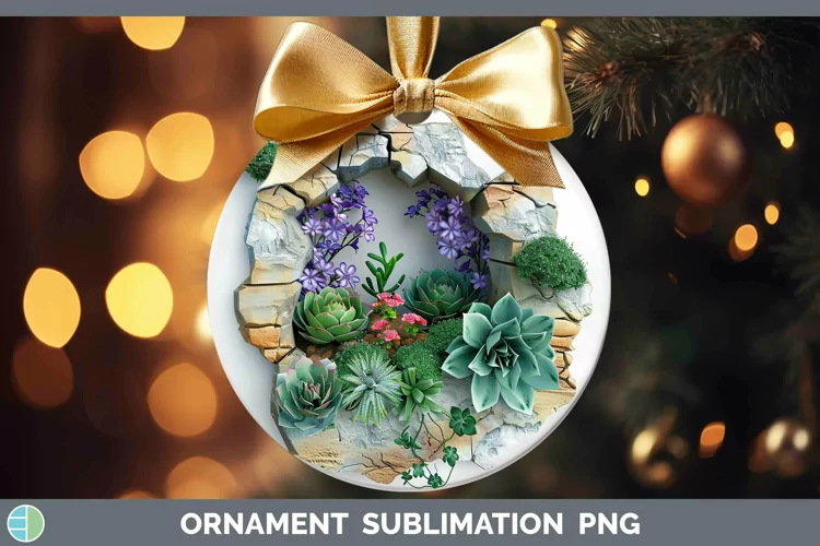 3D Hole in the Wall Succulents Ornament Sublimation Bauble D