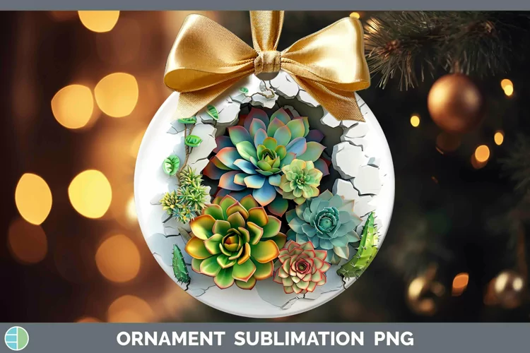 3D Hole in the Wall Succulents Ornament Sublimation Bauble D