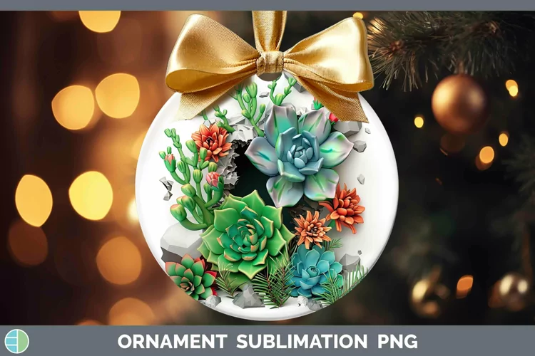 3D Hole in the Wall Succulents Ornament Sublimation Bauble D