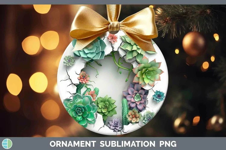 3D Hole in the Wall Succulents Ornament Sublimation Bauble D