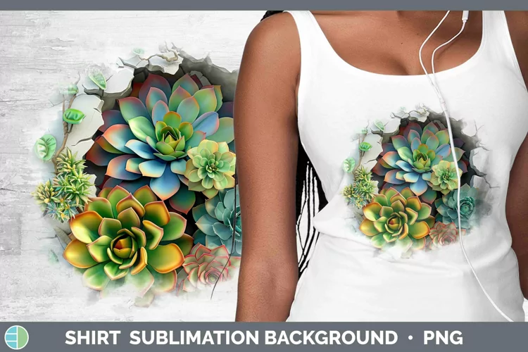 3D Hole in the Wall Succulents Shirt Sublimation Sublimation