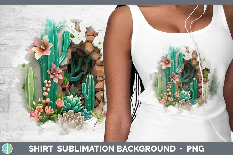 3D Hole in the Wall Succulents Shirt Sublimation Sublimation