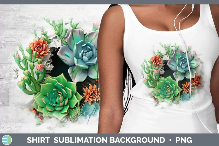 3D Hole in the Wall Succulents Shirt Sublimation Sublimation