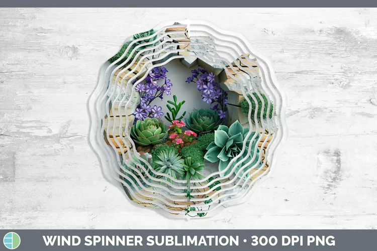 3D Hole in the Wall Succulents Wind Spinner Sublimation Spin