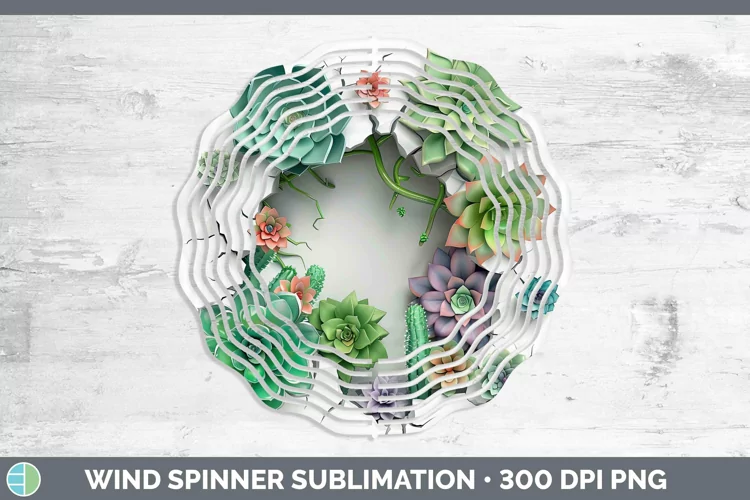 3D Hole in the Wall Succulents Wind Spinner Sublimation Spin