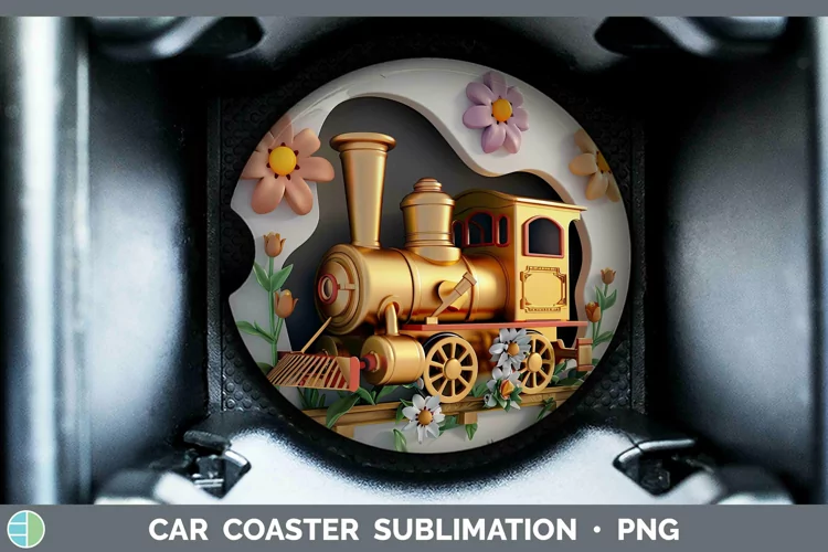 3D Hole in the Wall Train Car Coaster Sublimation Coaster De