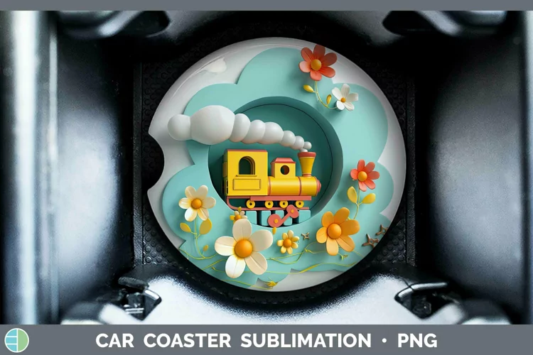 3D Hole in the Wall Train Car Coaster Sublimation Coaster De