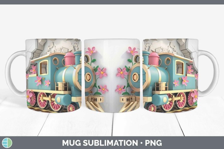3D Hole in the Wall Train Mug Wrap Sublimation Coffee Cup De