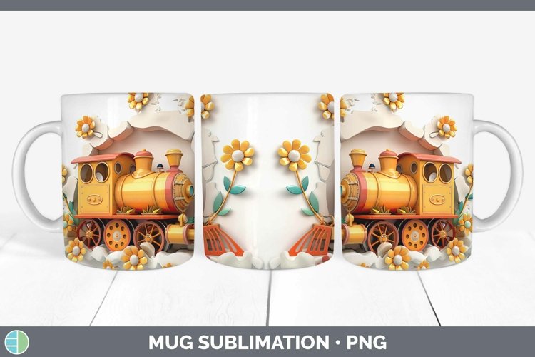 3D Hole in the Wall Train Mug Wrap Sublimation Coffee Cup De