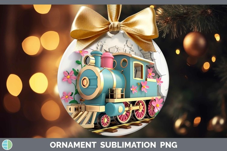 3D Hole in the Wall Train Ornament Sublimation Bauble Design