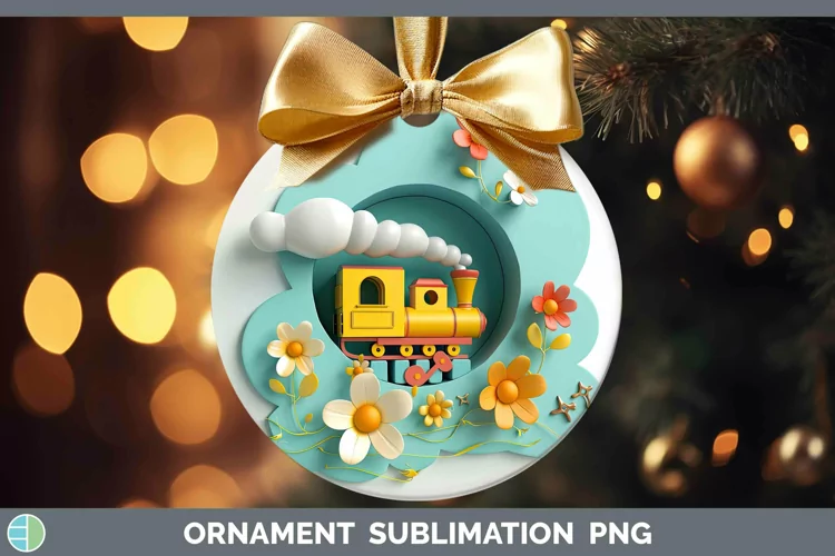 3D Hole in the Wall Train Ornament Sublimation Bauble Design