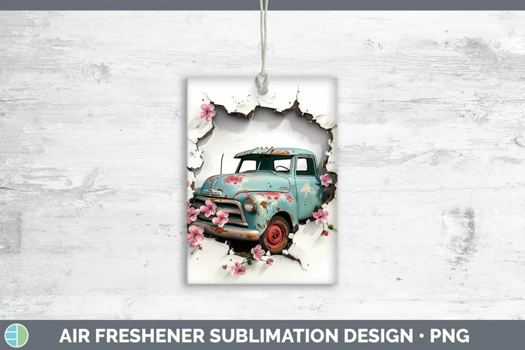 3D Hole in the Wall Vintage Truck Air Freshener Sublimation