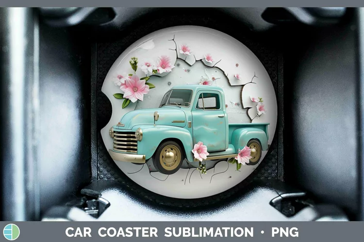 3D Hole in the Wall Vintage Truck Car Coaster Sublimation Co