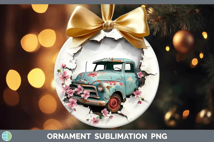 3D Hole in the Wall Vintage Truck Ornament Sublimation Baubl