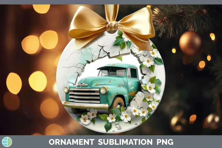 3D Hole in the Wall Vintage Truck Ornament Sublimation Baubl