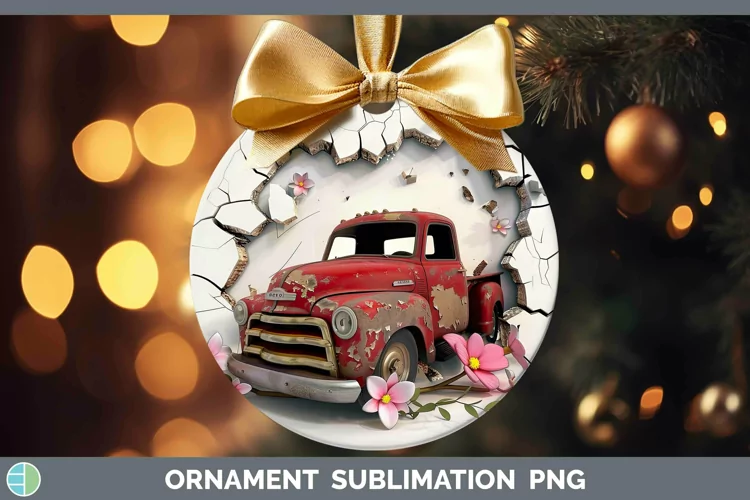 3D Hole in the Wall Vintage Truck Ornament Sublimation Baubl