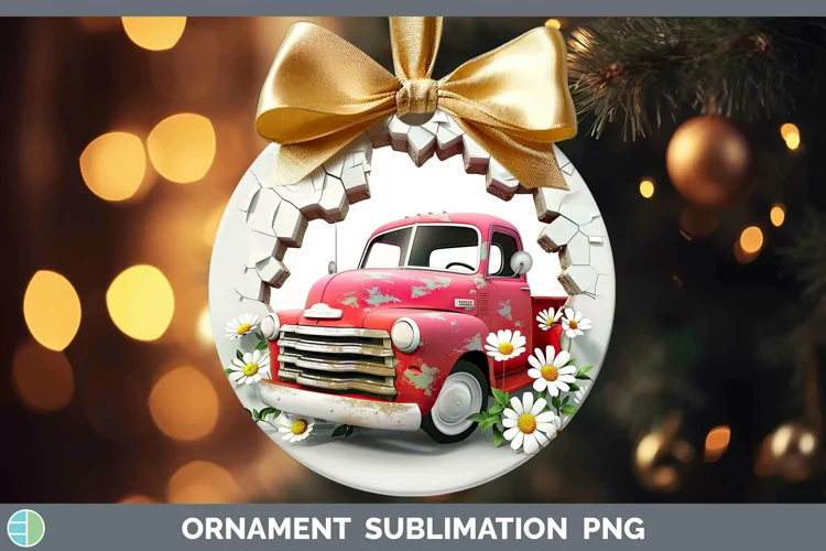 3D Hole in the Wall Vintage Truck Ornament Sublimation Baubl