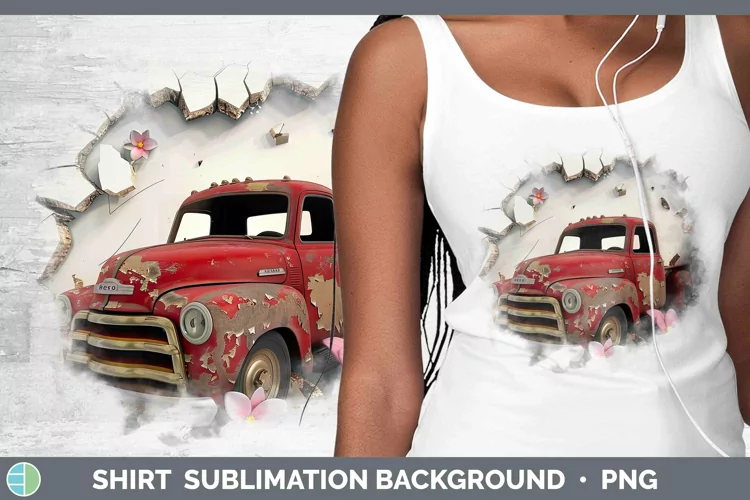 3D Hole in the Wall Vintage Truck Shirt Sublimation Sublimat