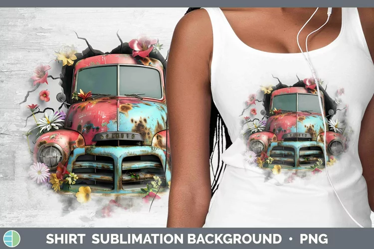 3D Hole in the Wall Vintage Truck Shirt Sublimation Sublimat