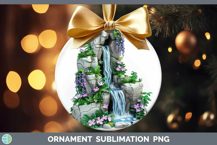 3D Hole in the Wall Waterfall Ornament Sublimation Bauble De
