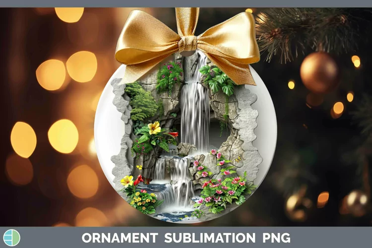3D Hole in the Wall Waterfall Ornament Sublimation Bauble De