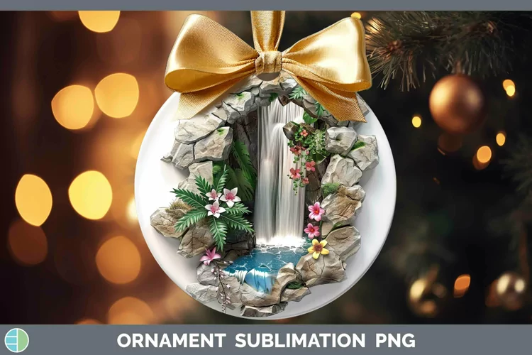 3D Hole in the Wall Waterfall Ornament Sublimation Bauble De