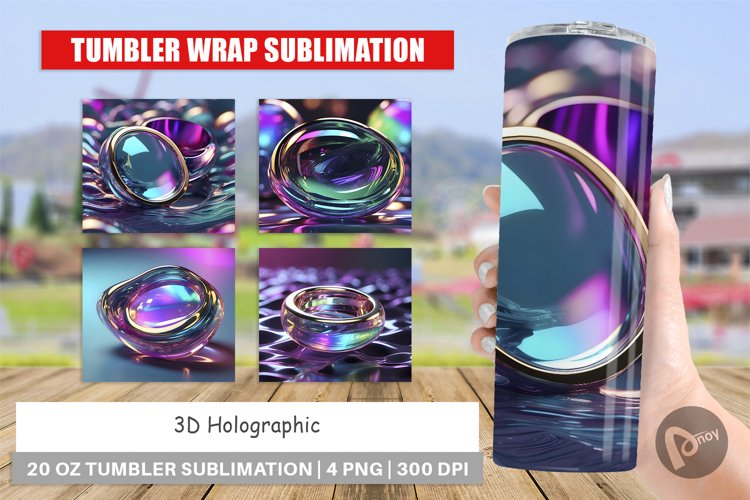 Tumbler Sublimation Wrap 3D Holographic Shape