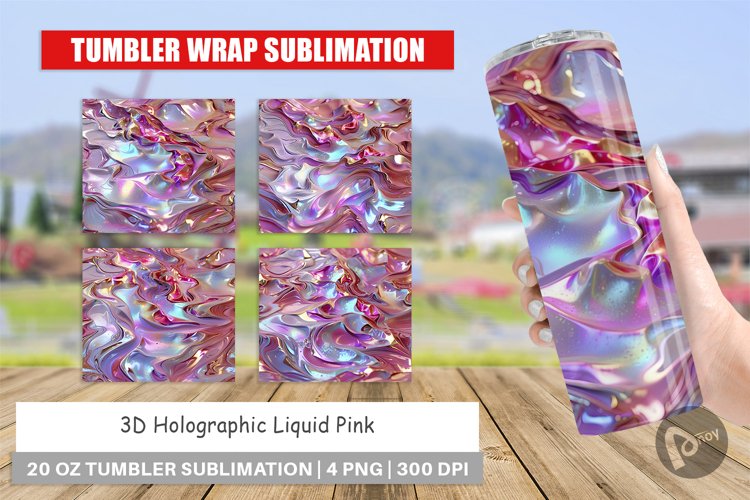 Tumbler Wrap 3D Holographic Pink Liquid