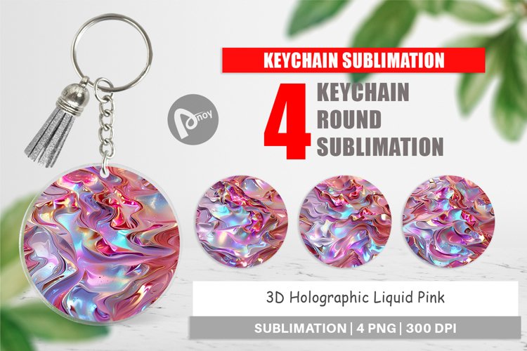 Keychain 3D Holographic Pink Liquid
