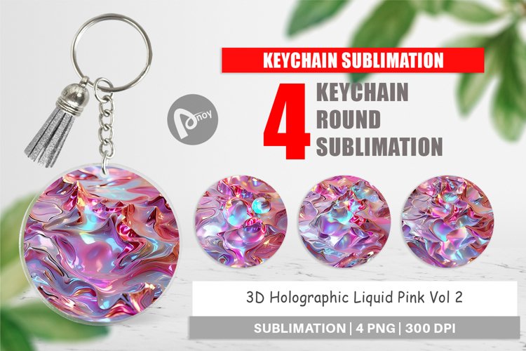 Keychain 3D Holographic Pink Liquid