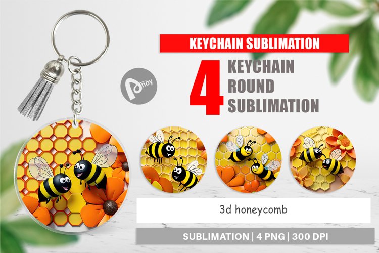 Keychain 3D Honeycomb
