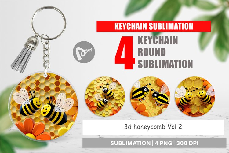 Keychain 3D Honeycomb