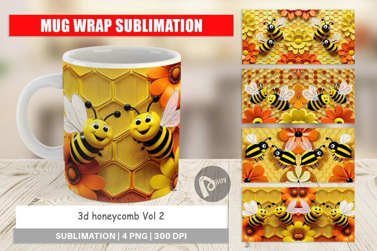 Mug Wrap Design 3D Honeycomb