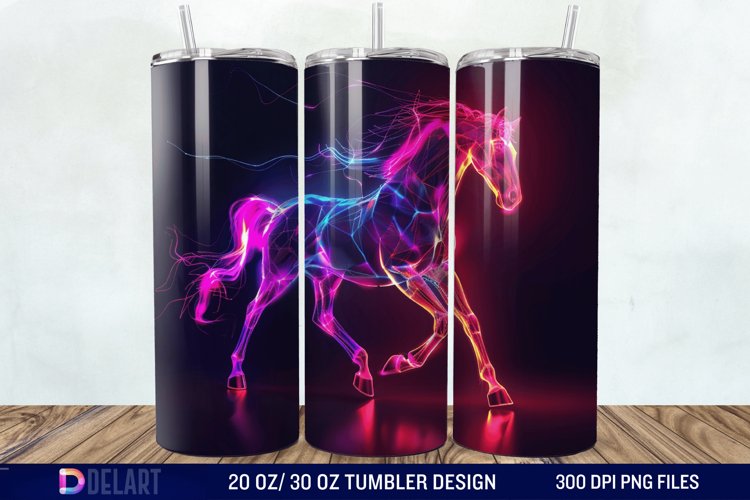 3D Horse Neon Tumbler Wrap example image 1