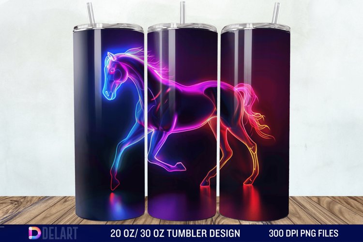 3D Horse Neon Tumbler Wrap example image 1