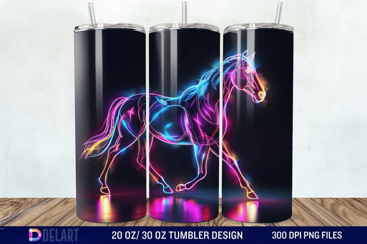 3D Horse Neon Tumbler Wrap example image 1